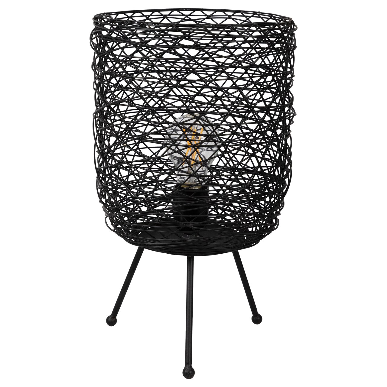 Northlight Basket Weave-Style Iron Table Lamp - 14.5" - Black